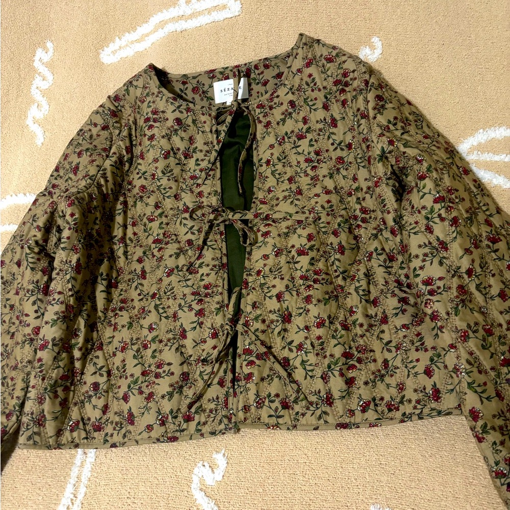 🍂🍎Sezane Paoline Jacket Organic cotton Floral Quilted Jacket - Picture 7 of 11